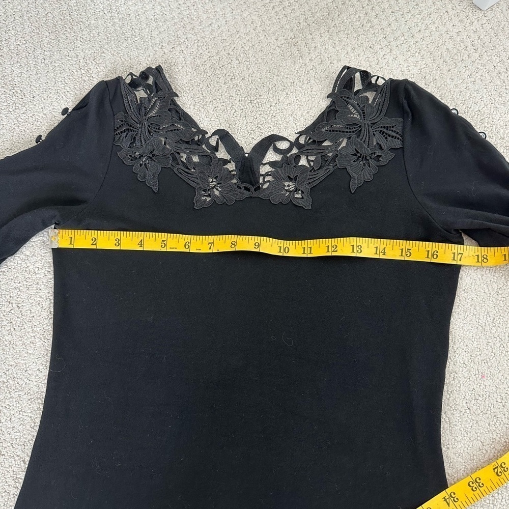 Eden Rose Couture Black Lace Short Sleeve Top, size T3 which is a Medium - Picture 7 of 10